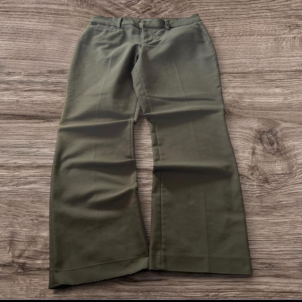 32x28 Olive Green Grey Pleated Wide Leg Dress Pants Y2K Grunge Vintage